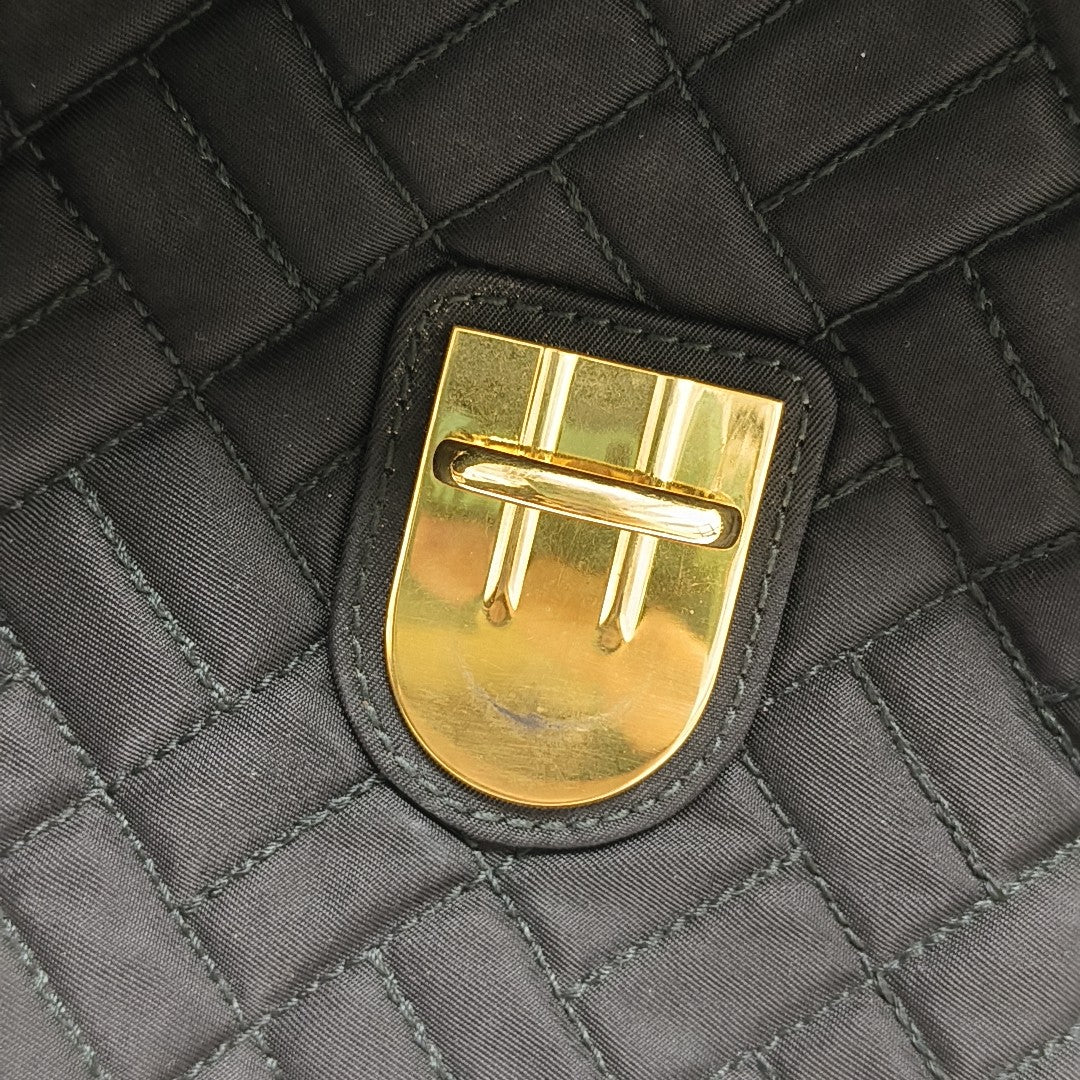 Quilted Nylon Shoulder Bag Black