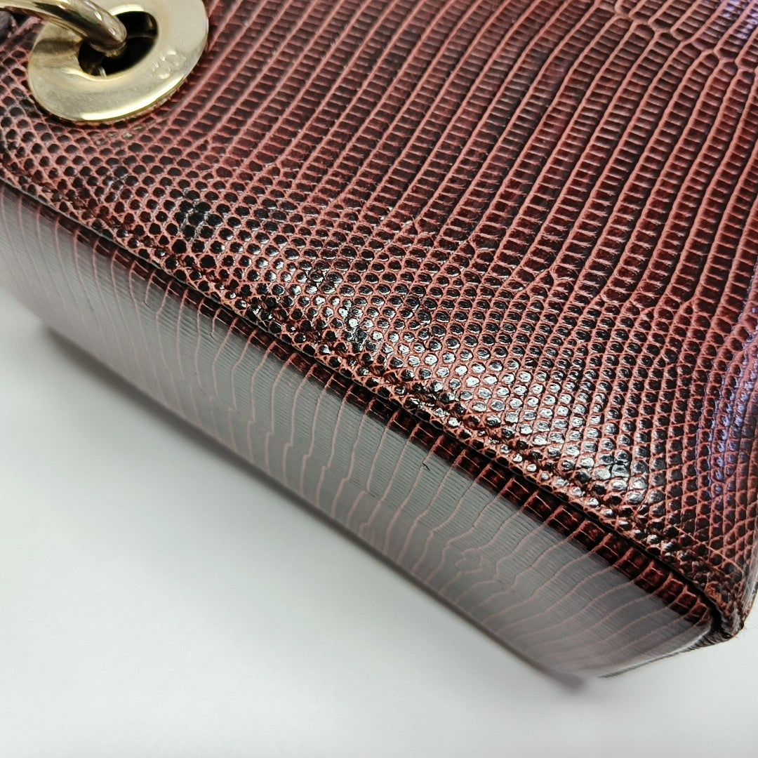 Lady Dior Mini Lizard Red