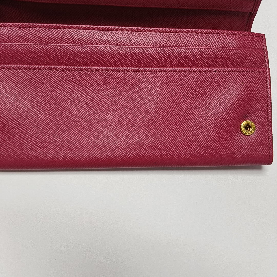 Fold Wallet Saffiano Calfskin Red Wallet