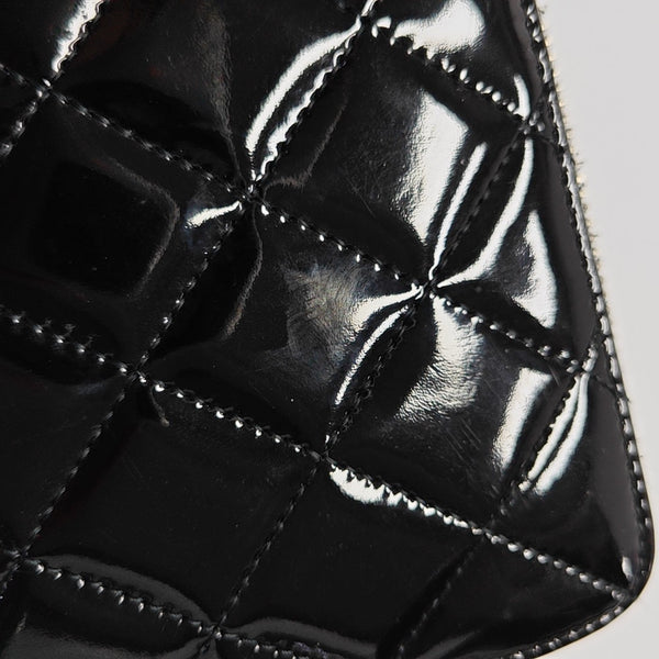 Quilted Patent Calfskin Wallet Black