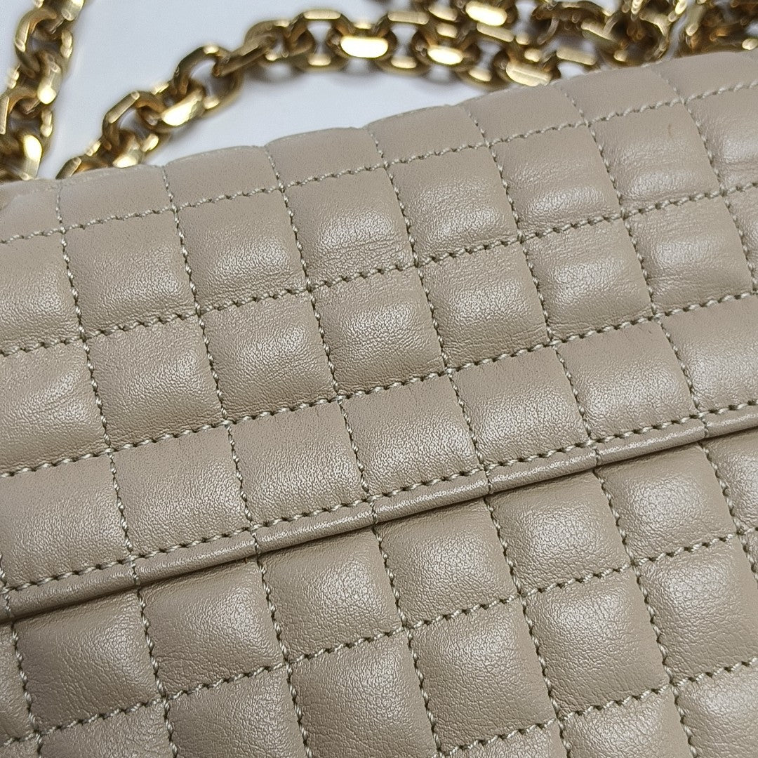 C Medium Quilted Calfskin Beige
