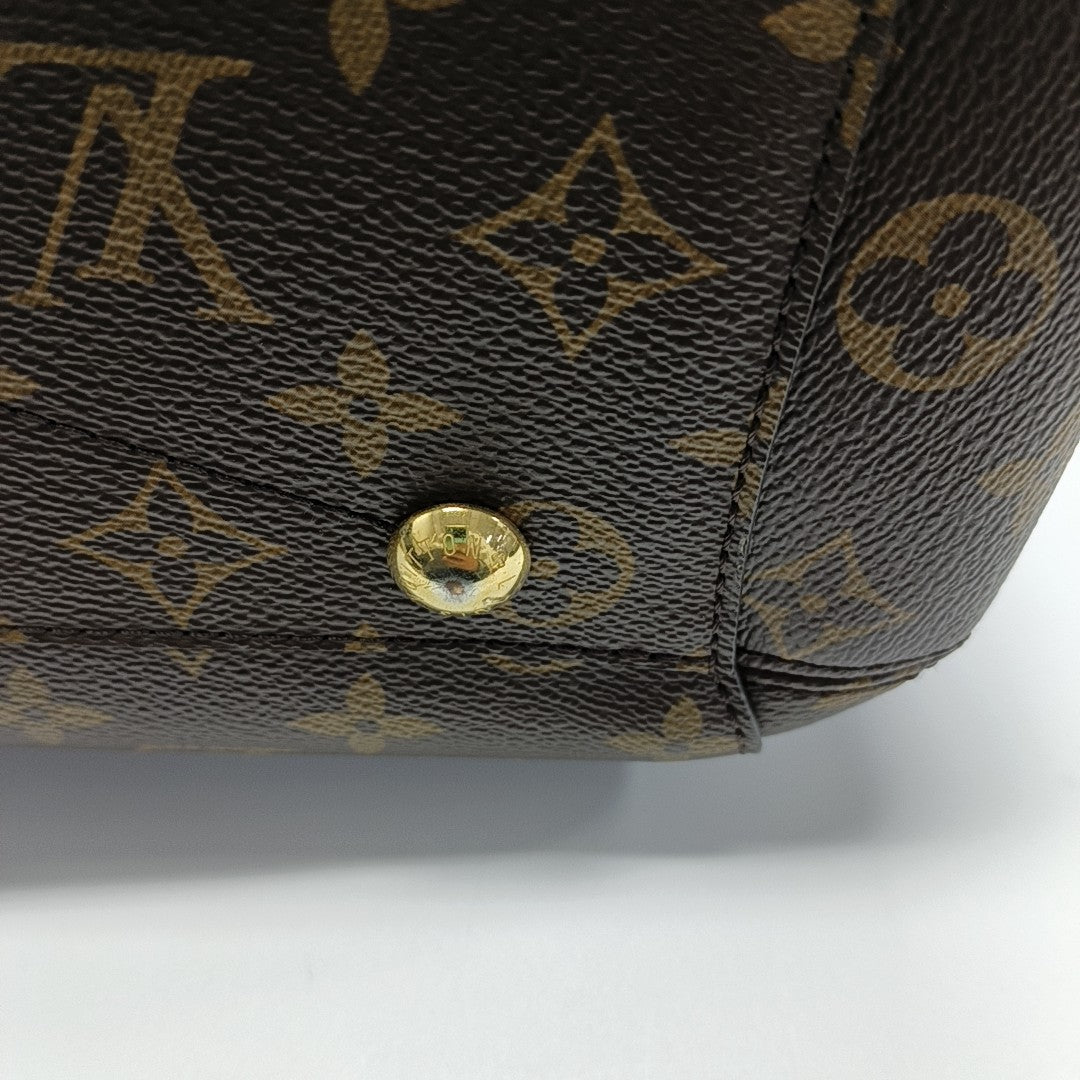 MONTAIGNE MM Monogram Coated Canvas Brown
