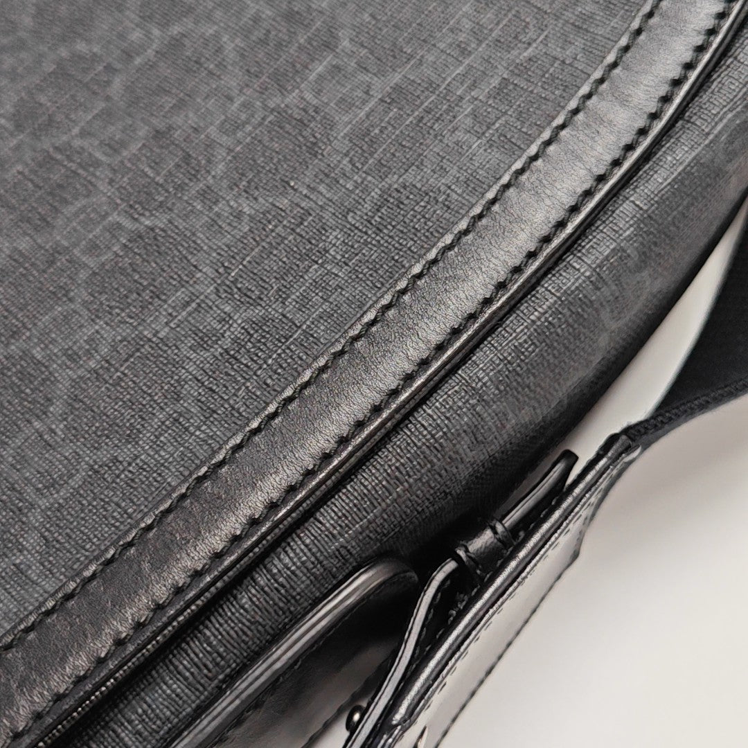 Monogram Coated Canvas Shoulder Bag Black