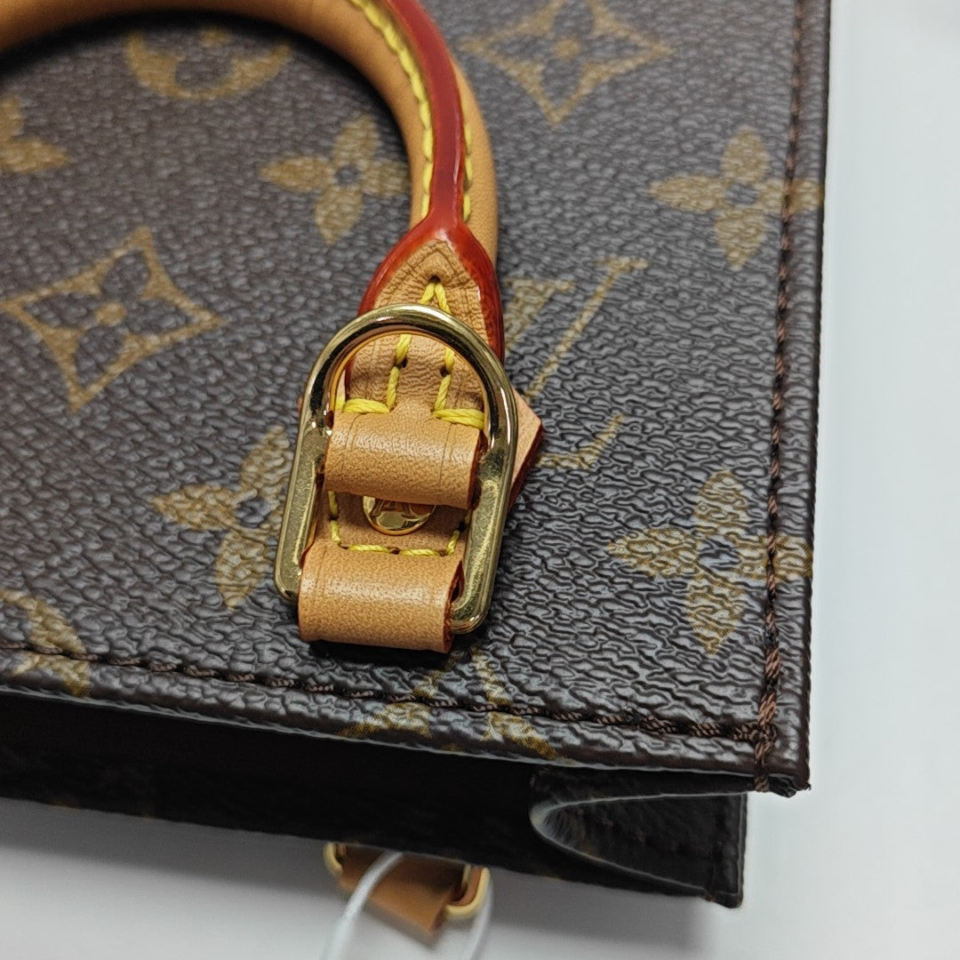 SAC PLAT Mini Monogram Coated Canvas Brown