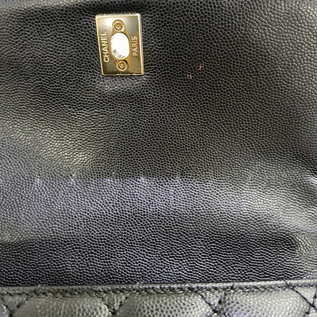 COCO HANDLE Small Quilted Grained Calfskin Black
