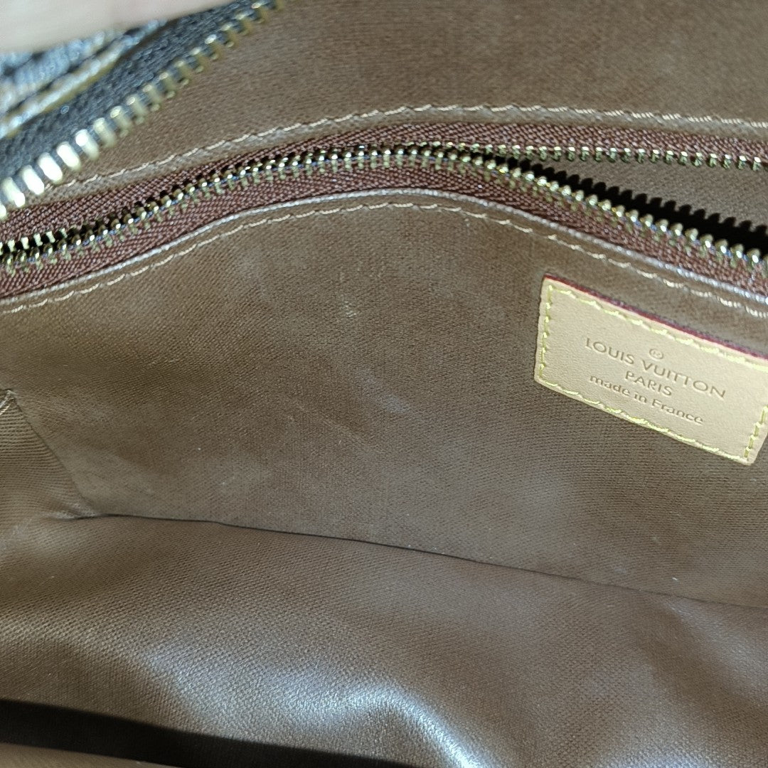 Monogram Coated Canvas Clutch 25 Brown