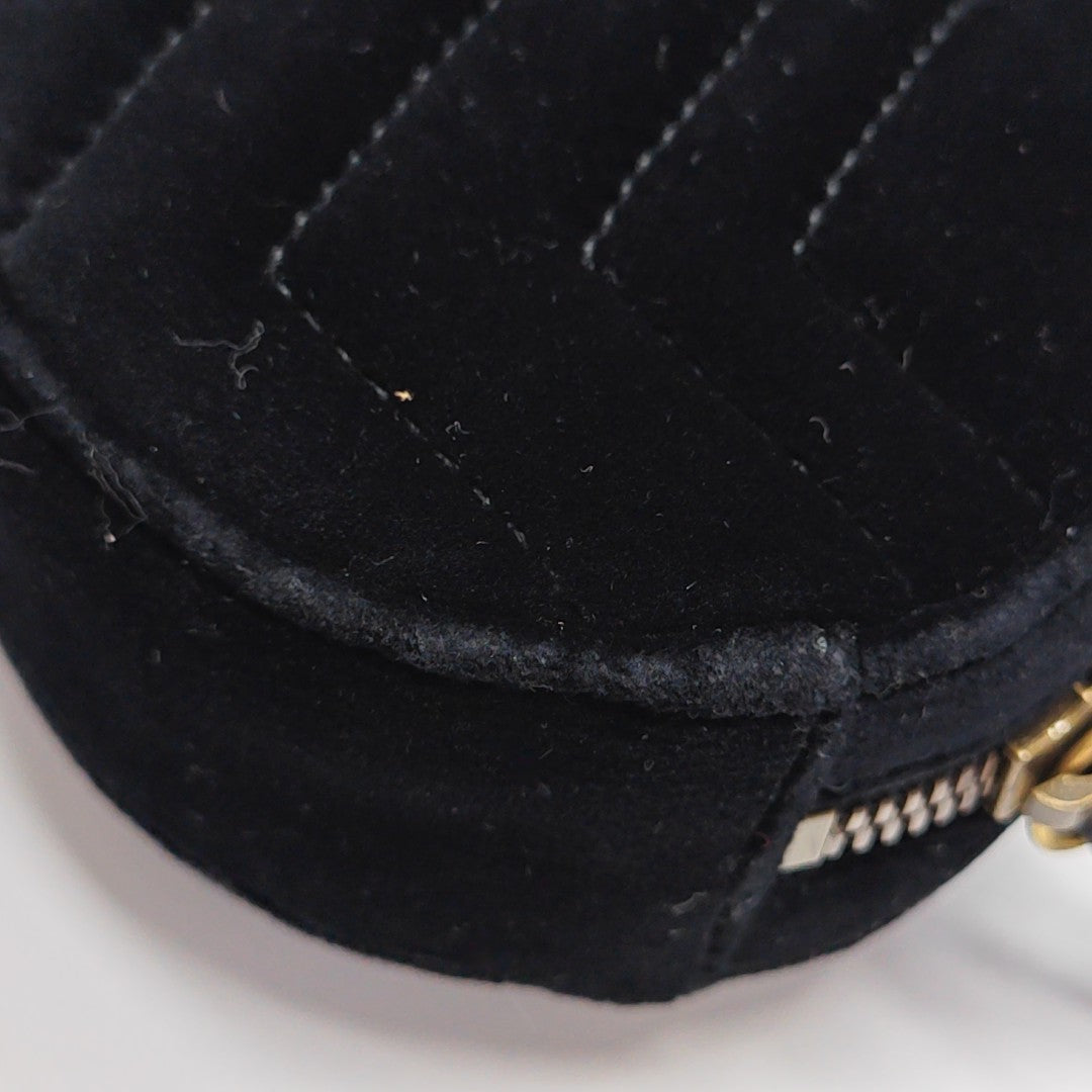 Authenticated pre-owned  GG Marmont Quilted Velvet Black - Belt Bag at Looply