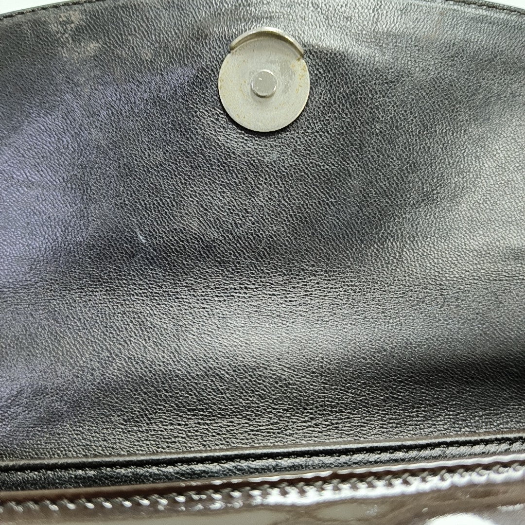 Patent Leather Top Handle Bag Brown