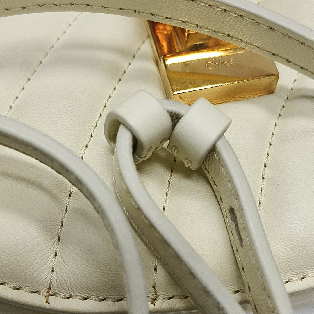 Drew Mini Quilted Calfskin White