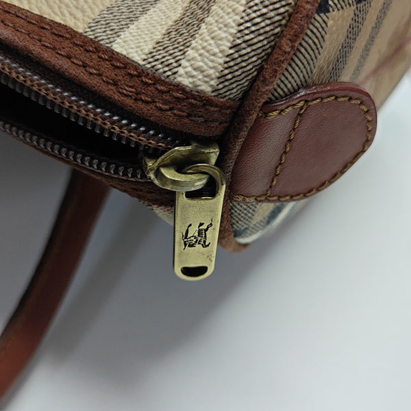 Coated Canvas Top Handle Bag Beige