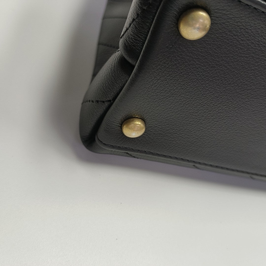 Quilted Calfskin Shoulder Bag Black