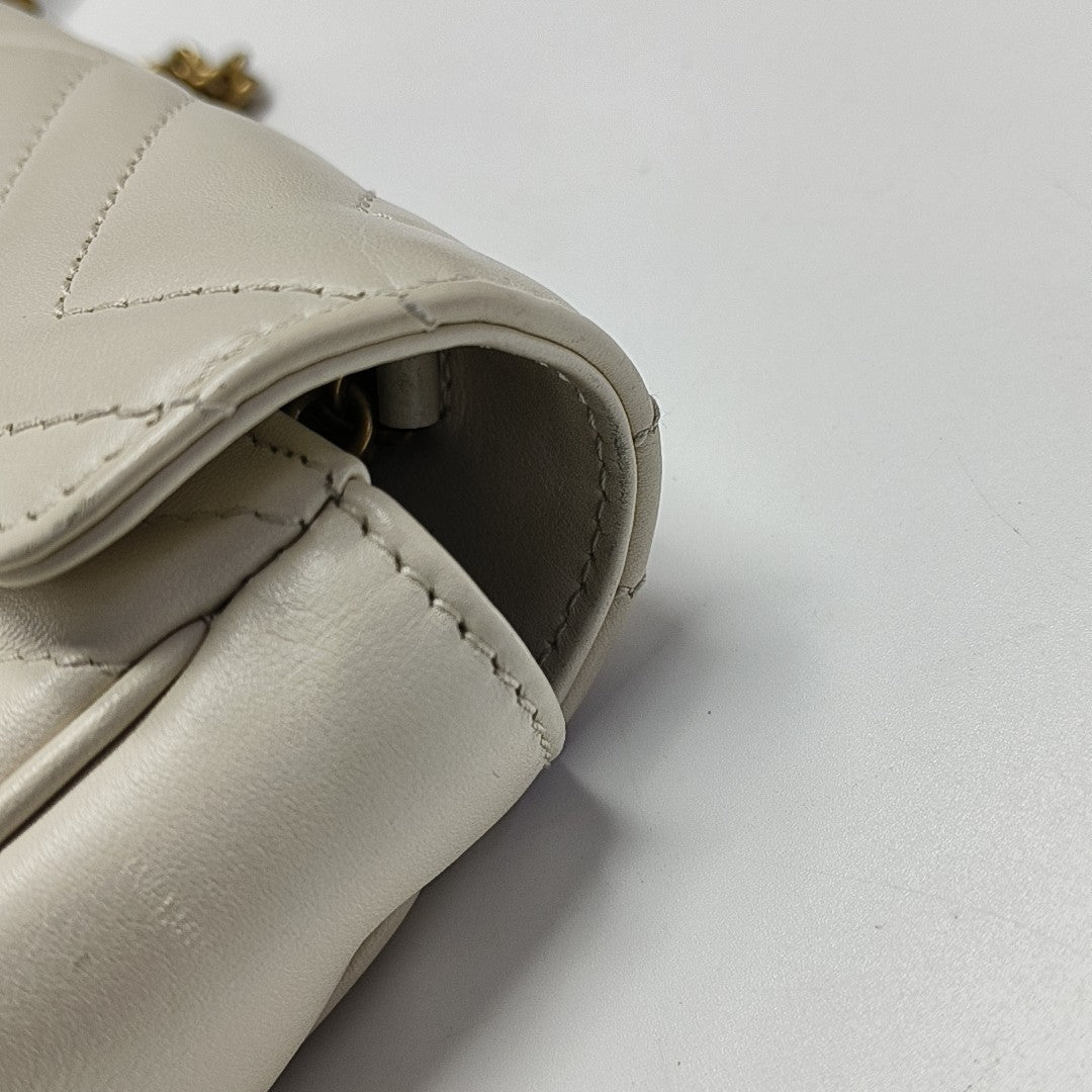 GG Marmont Mini Quilted Calfskin White