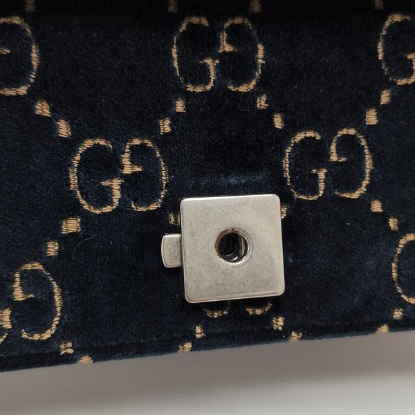 Dionysus Small Monogram Velvet Blue