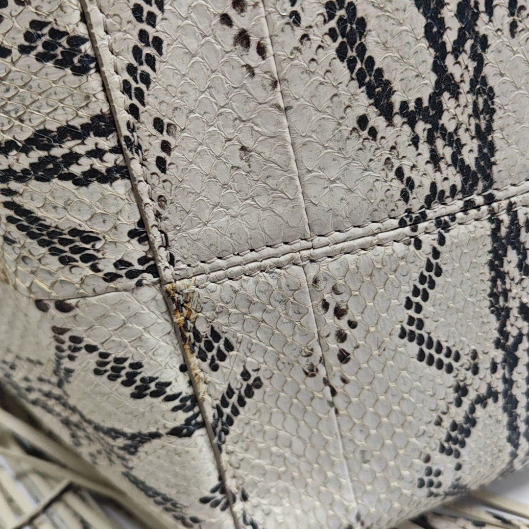 Python Top Handle Bag Beige