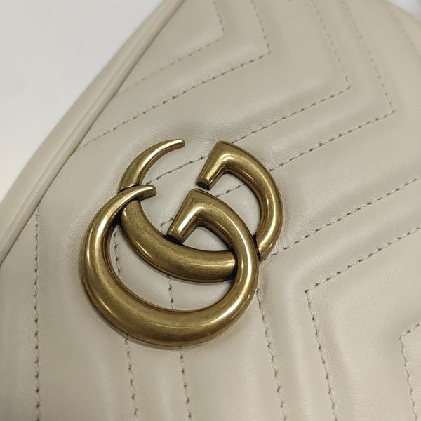 GG Marmont Small Quilted Calfskin White