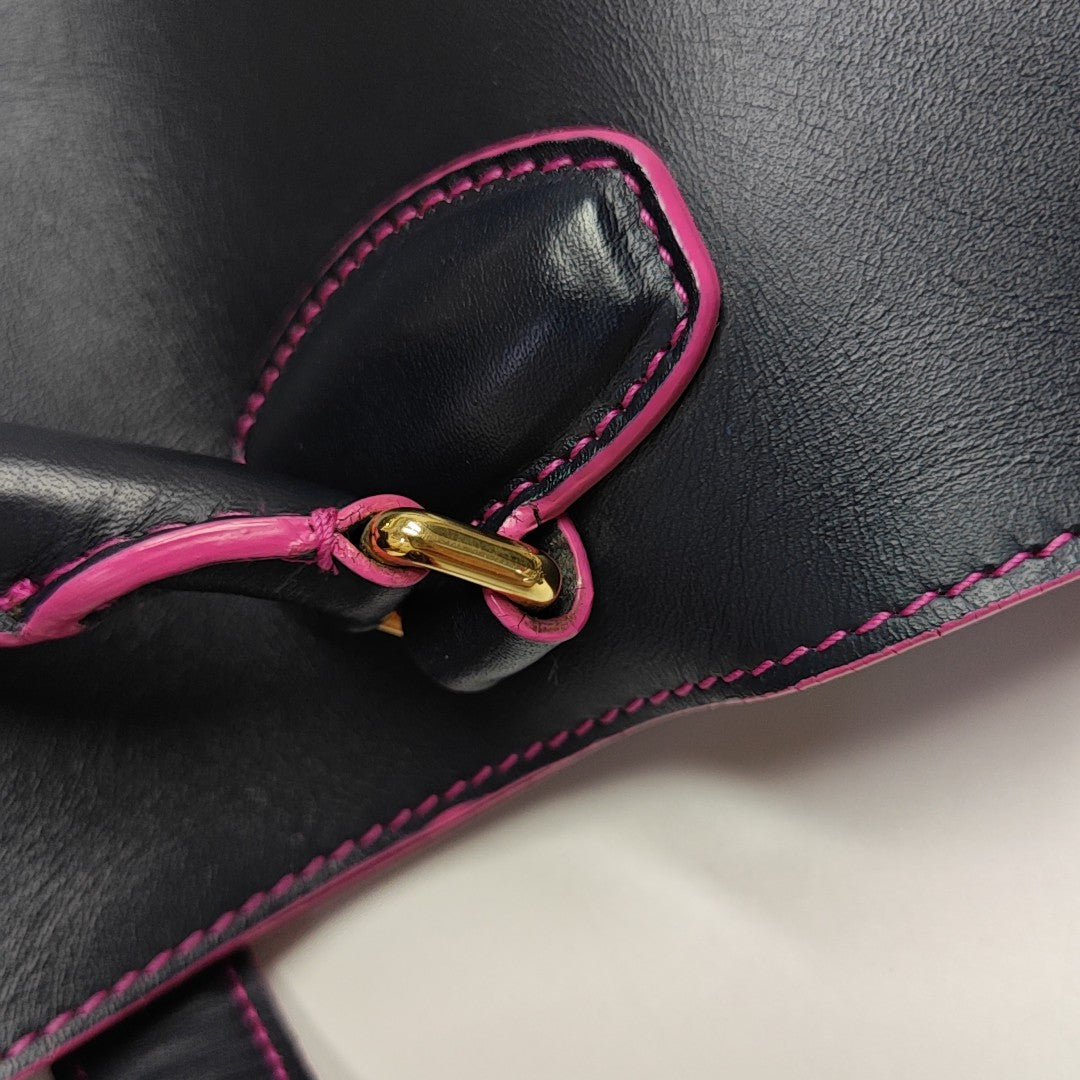 Leather Tote Bag Blue
