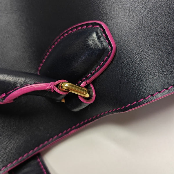 Leather Tote Bag Blue