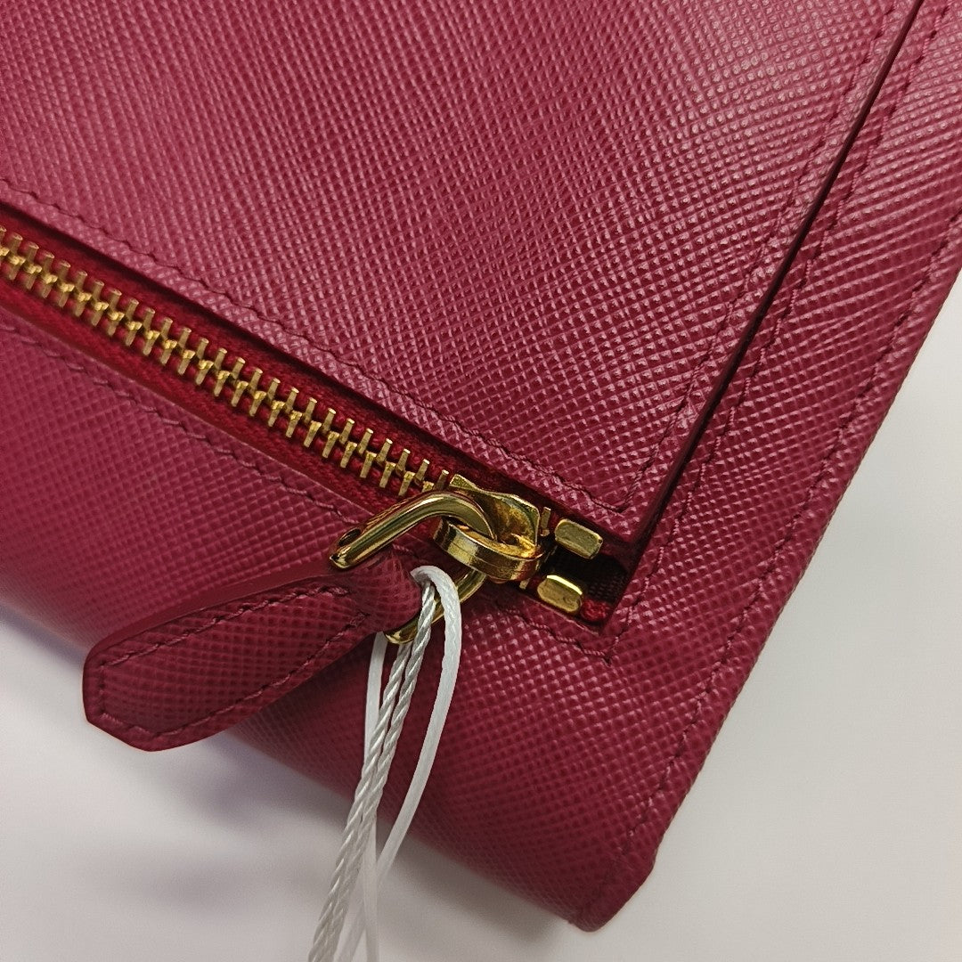 Fold Wallet Saffiano Calfskin Red Wallet