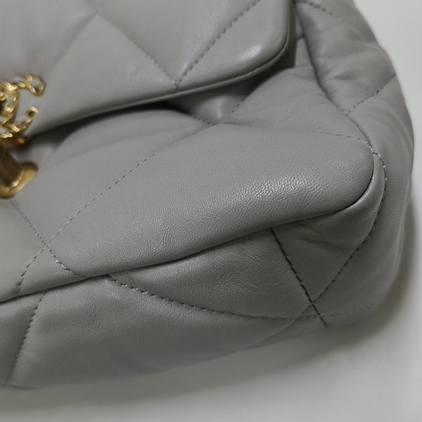 CHANEL 19 Large Quilted Lambskin Gray