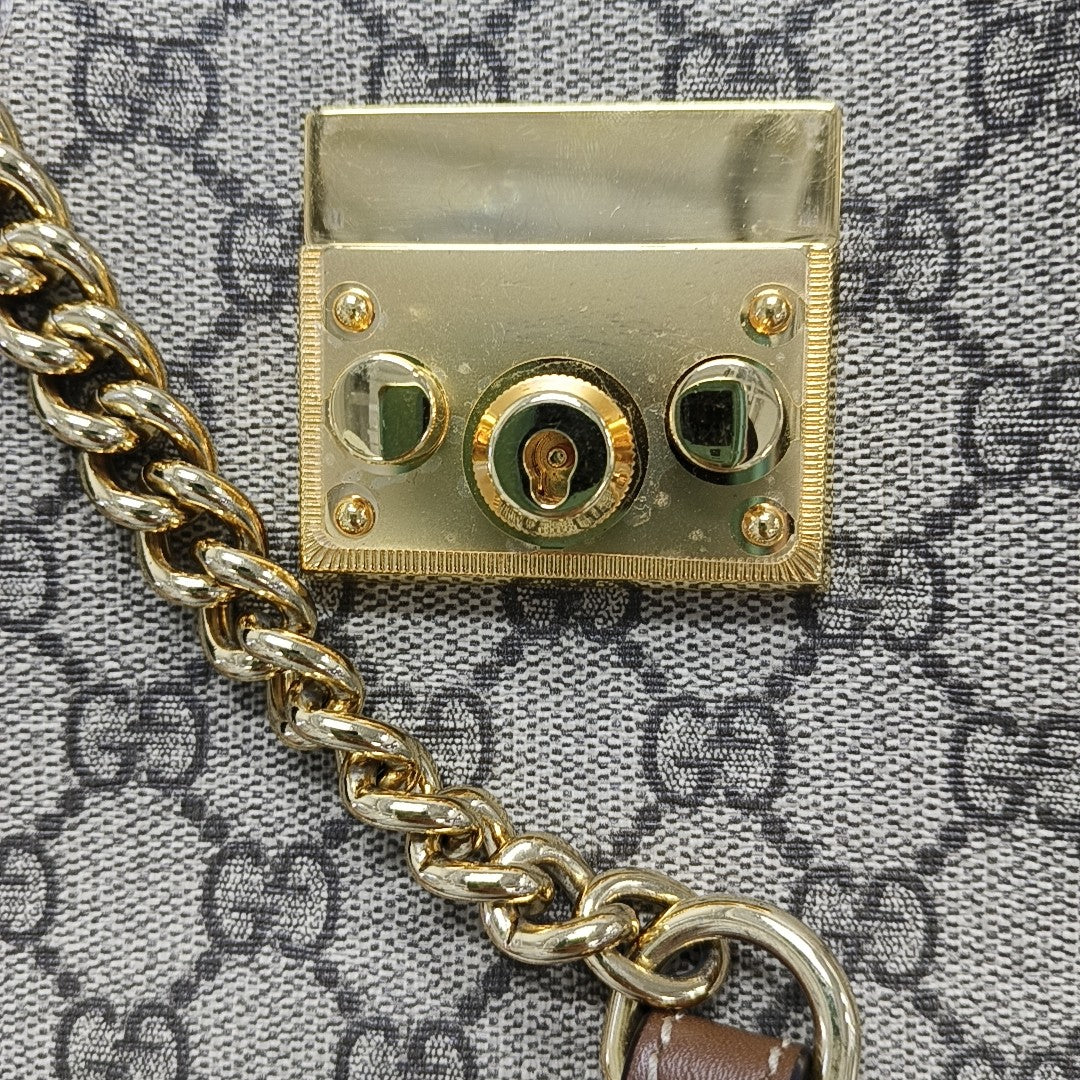Padlock Small Monogram Coated Canvas Beige