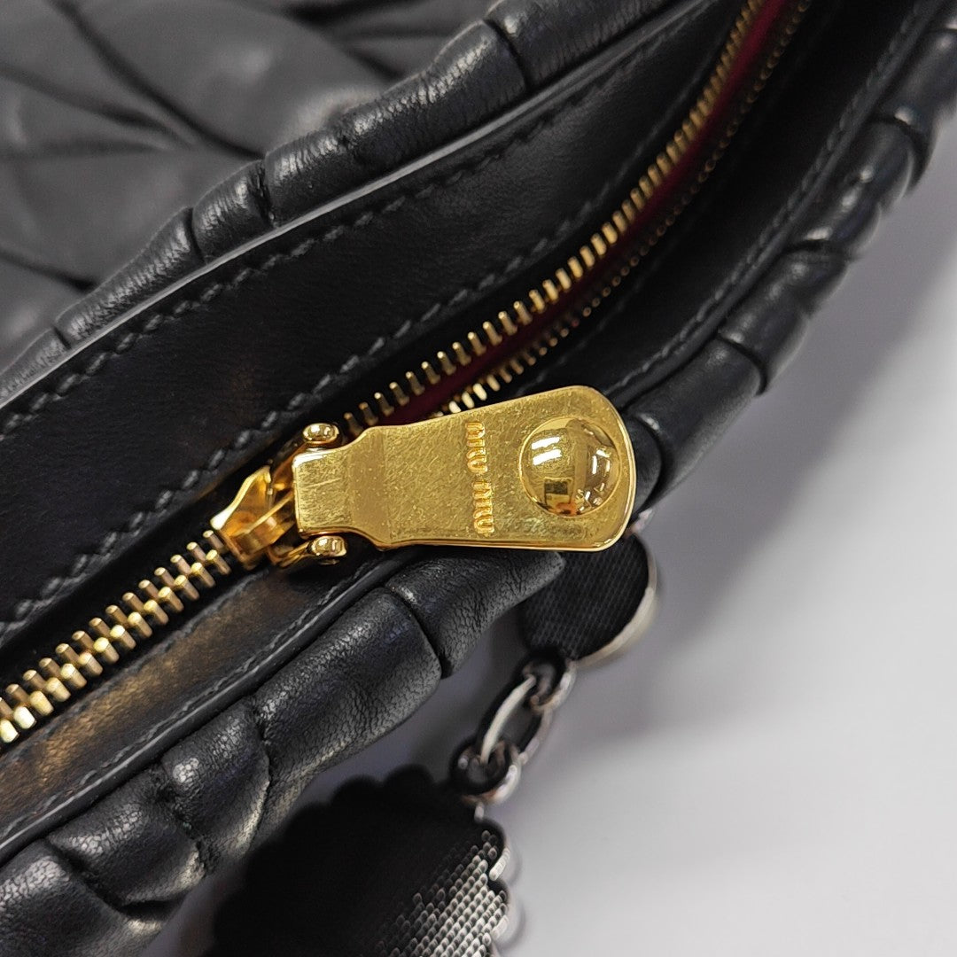 Quilted Lambskin Shoulder Bag Black
