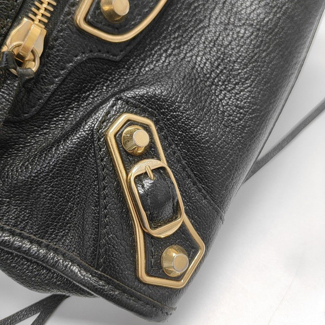 Classic Metallic Edge City Mini Lambskin Black