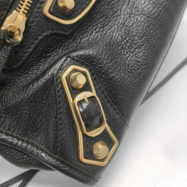 Classic Metallic Edge City Mini Lambskin Black