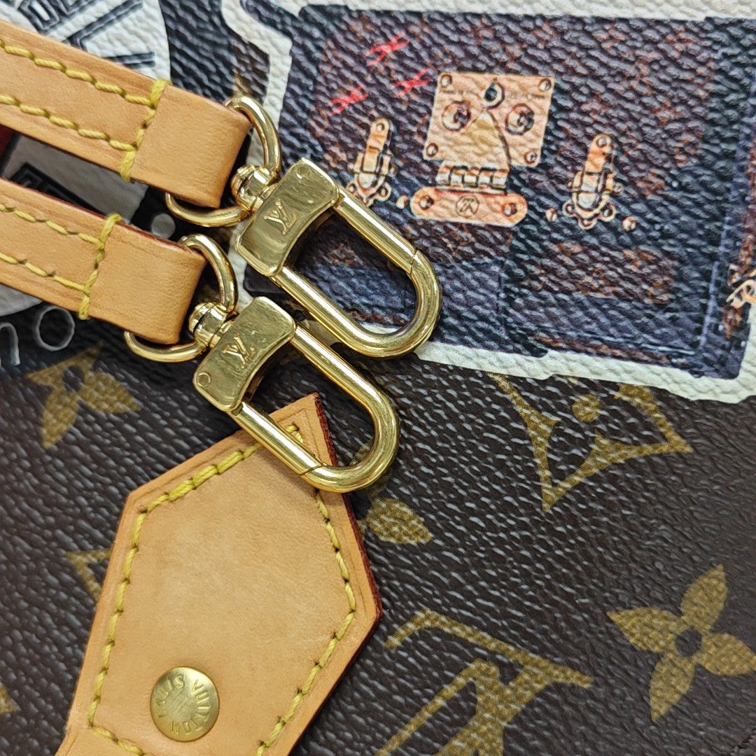 ALMA BB Monogram Coated Canvas Brown