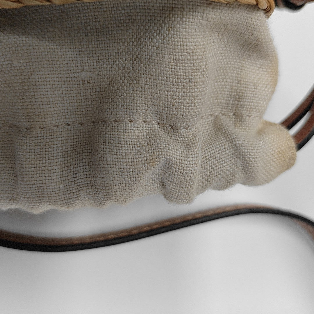 Straw Bucket Bag Brown
