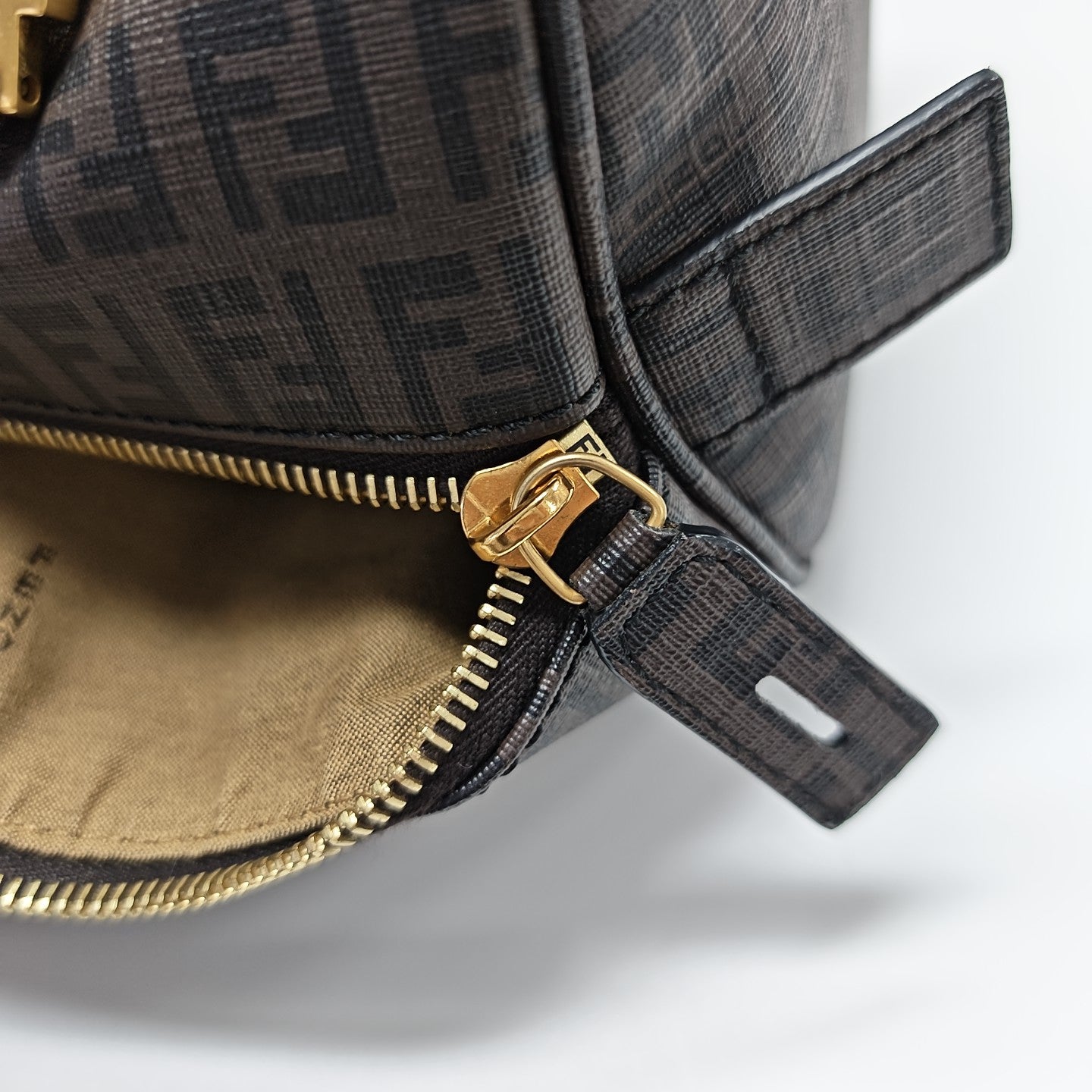 Coated Canvas Top Handle Bag Brown