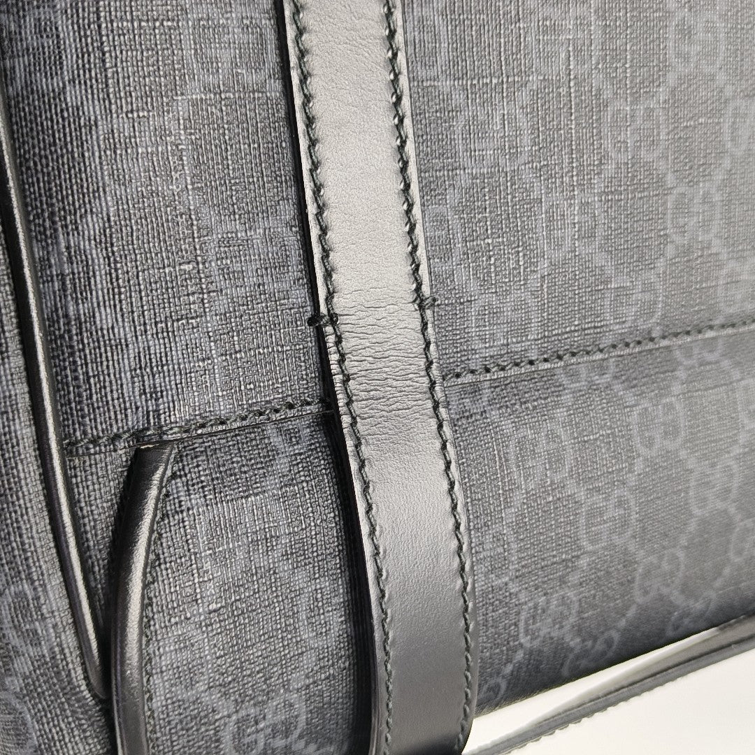 Monogram Coated Canvas Shoulder Bag Black