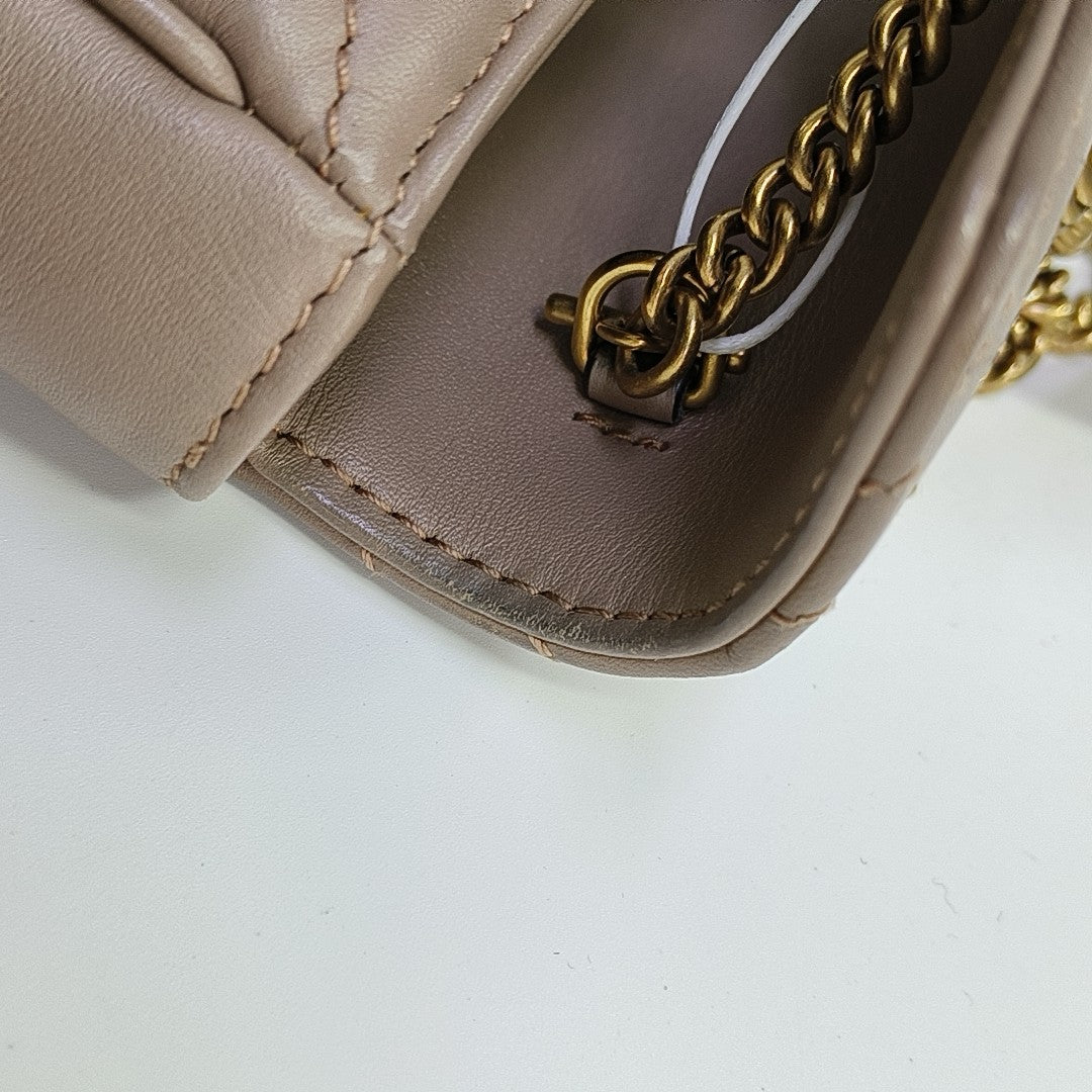 GG Marmont Mini Quilted Calfskin Beige