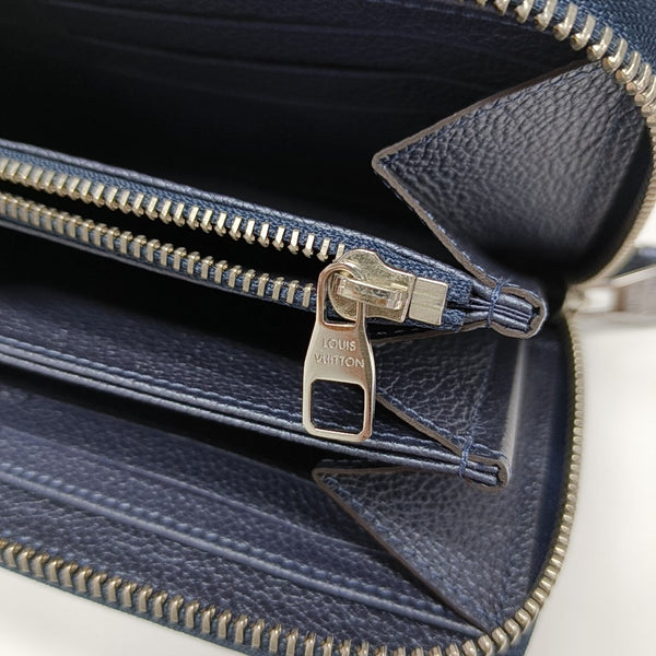 ZIPPY Monogram Calfskin Blue Wallet