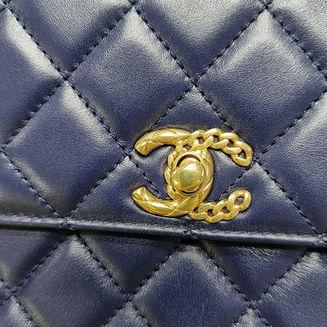 Quilted Calfskin Small Blue