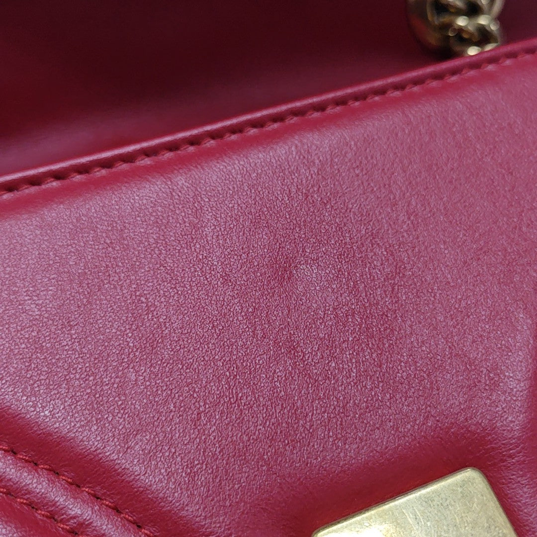 GG Marmont Small Quilted Calfskin Red