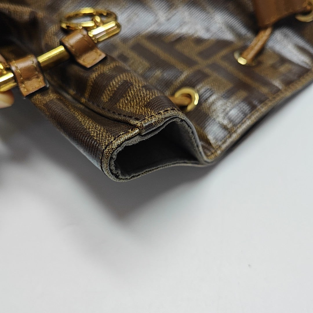 Coated Canvas Bucket Bag Brown