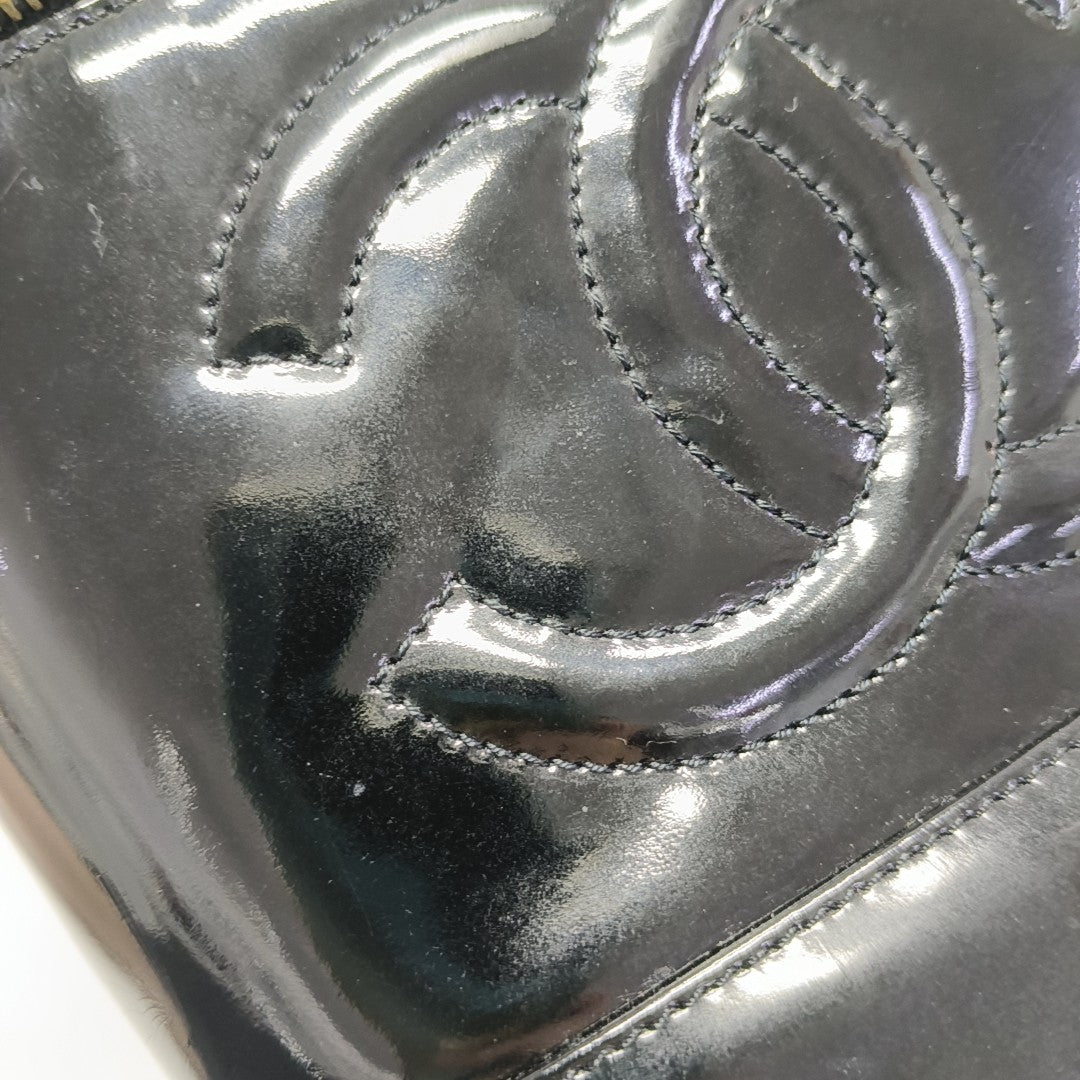 VINTAGE COSMETIC BAGS Patent Leather Black