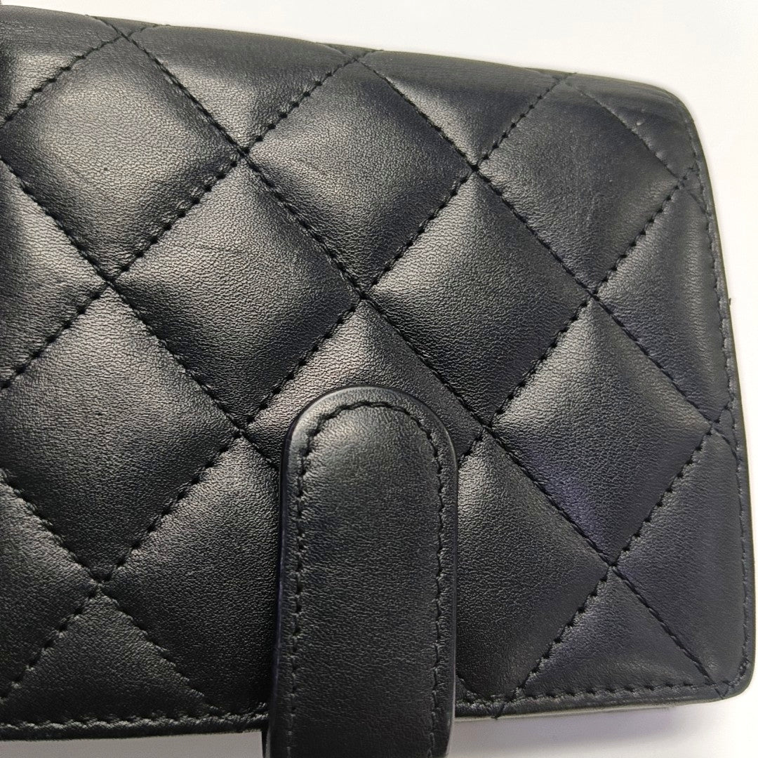 Authenticated pre-owned  CAMBON Quilted Calfskin Black Wallet - Wallet at Looply