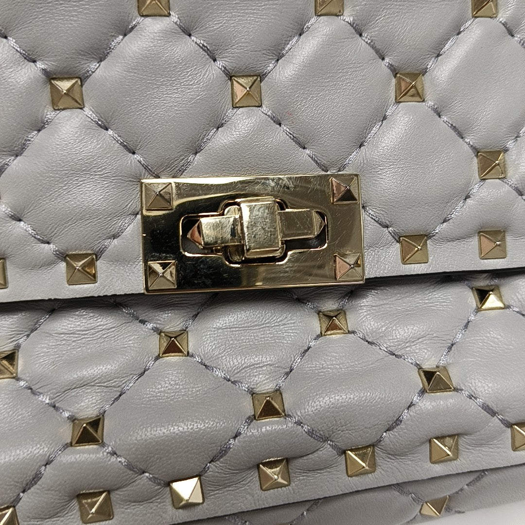 Spike Up Quilted Lambskin Gray