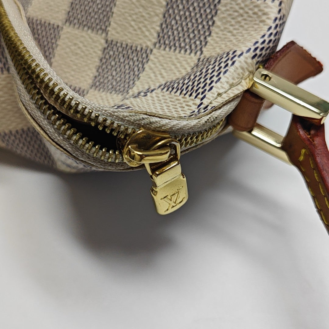 COSMETIC PM Damier Azur Coated Canvas White