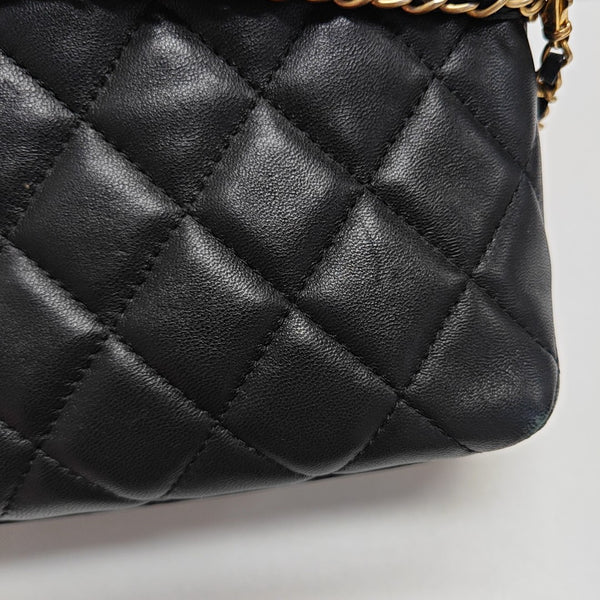 Quilted Lambskin Shoulder Bag Black