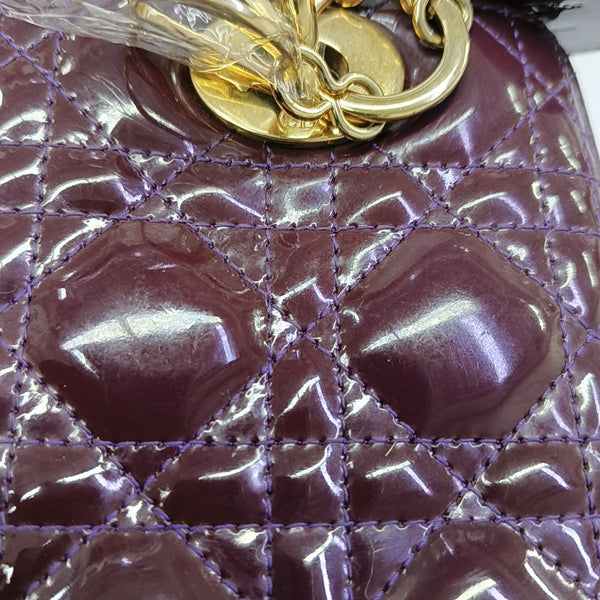 Lady Dior Medium Cannage Patent Leather Purple