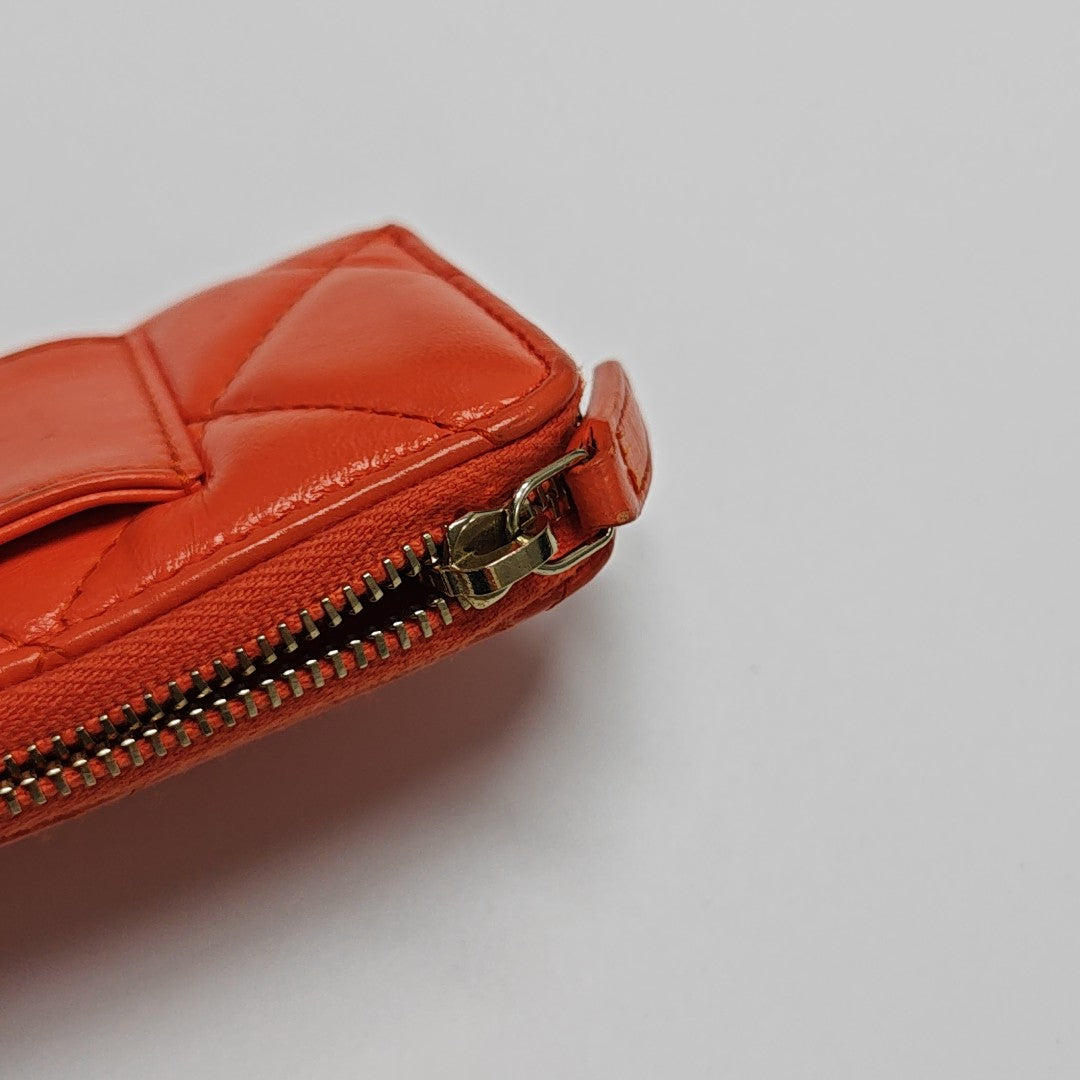 Quilted Lambskin Wallet Orange