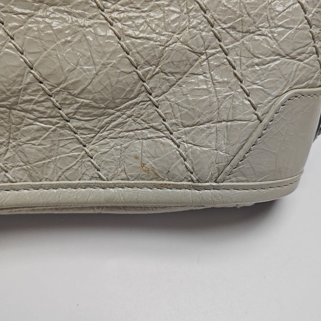 NIKI Mini Chevron Calfskin White