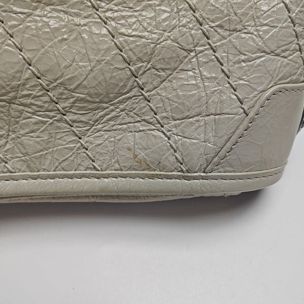 NIKI Mini Chevron Calfskin White