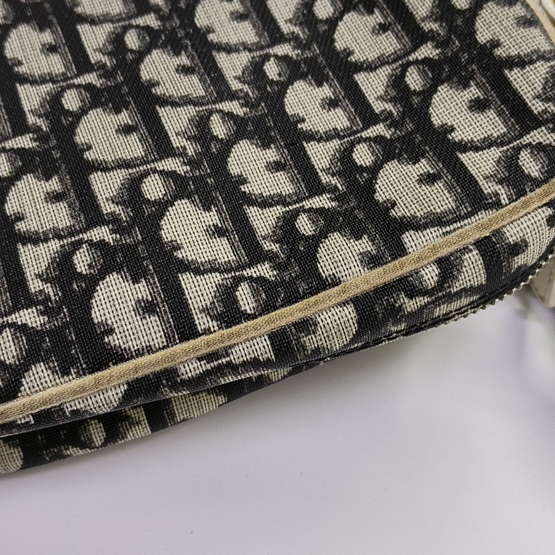 Oblique Coated Canvas Shoulder Bag Gray