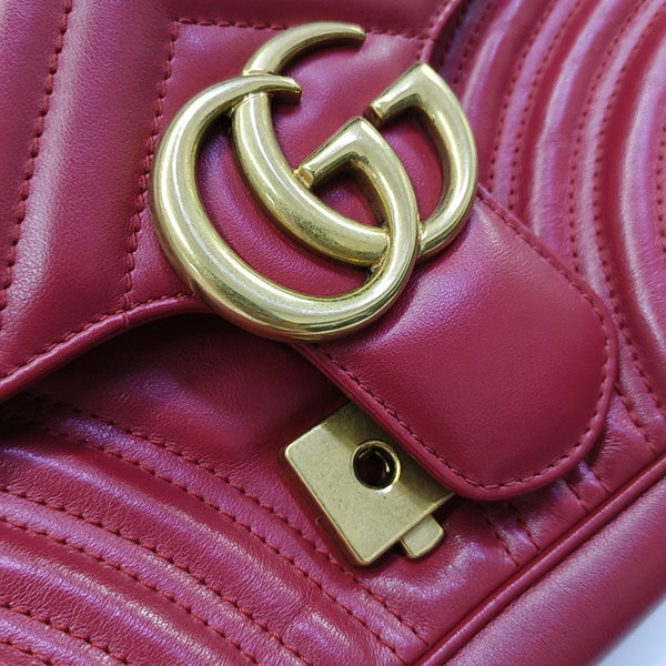GG Marmont Medium Quilted Calfskin Red