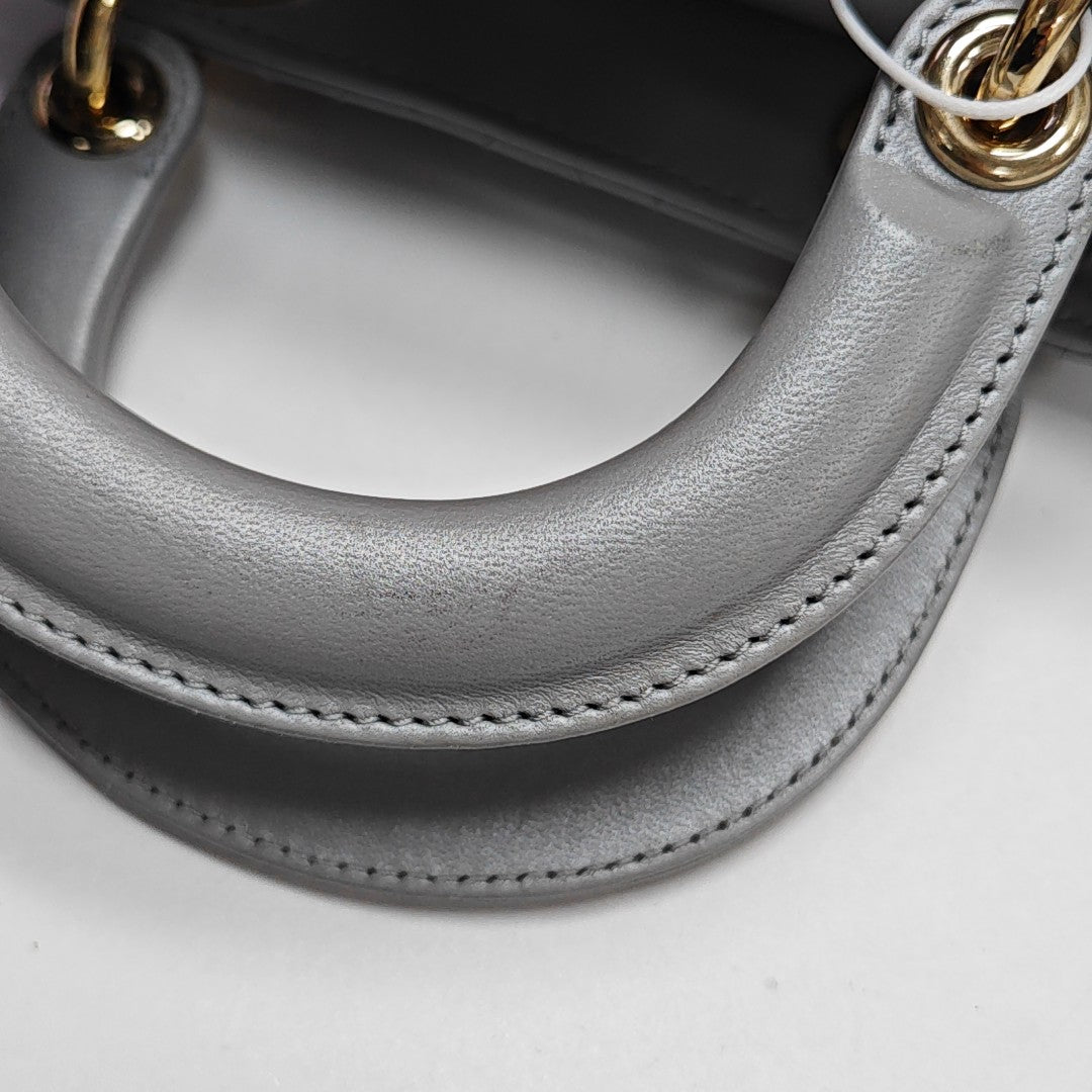 Lady Dior Mini Cannage Lambskin Gray