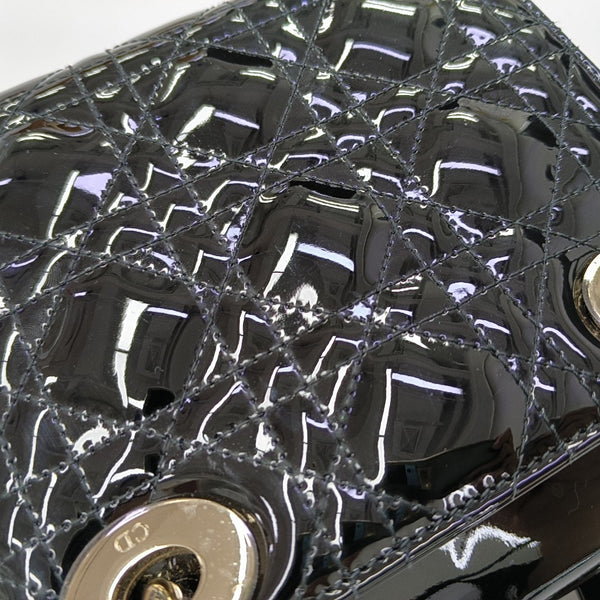 Lady Dior Mini Cannage Patent Leather Black