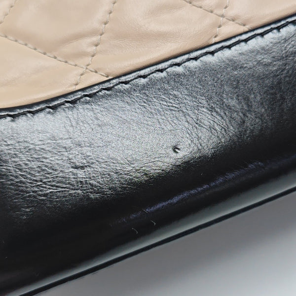 GABRIELLE Small Quilted Calfskin Beige
